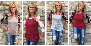 $15.99 – Must Have Floral Baseball tee in 4 Prints!