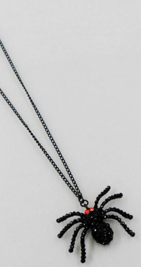 Crystal Pave Halloween Spider Necklace $11.04 + Free Shipping