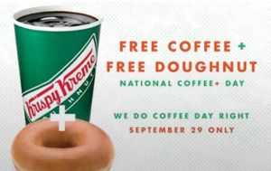 Free Coffee & Doughnut at Krispy Kreme (9/29)