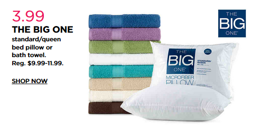 Kohl’s 30% off code! Stacking Codes! Earn Kohl’s Cash! Free shipping! The Big Ones – Towels and Pillows – $2.79!