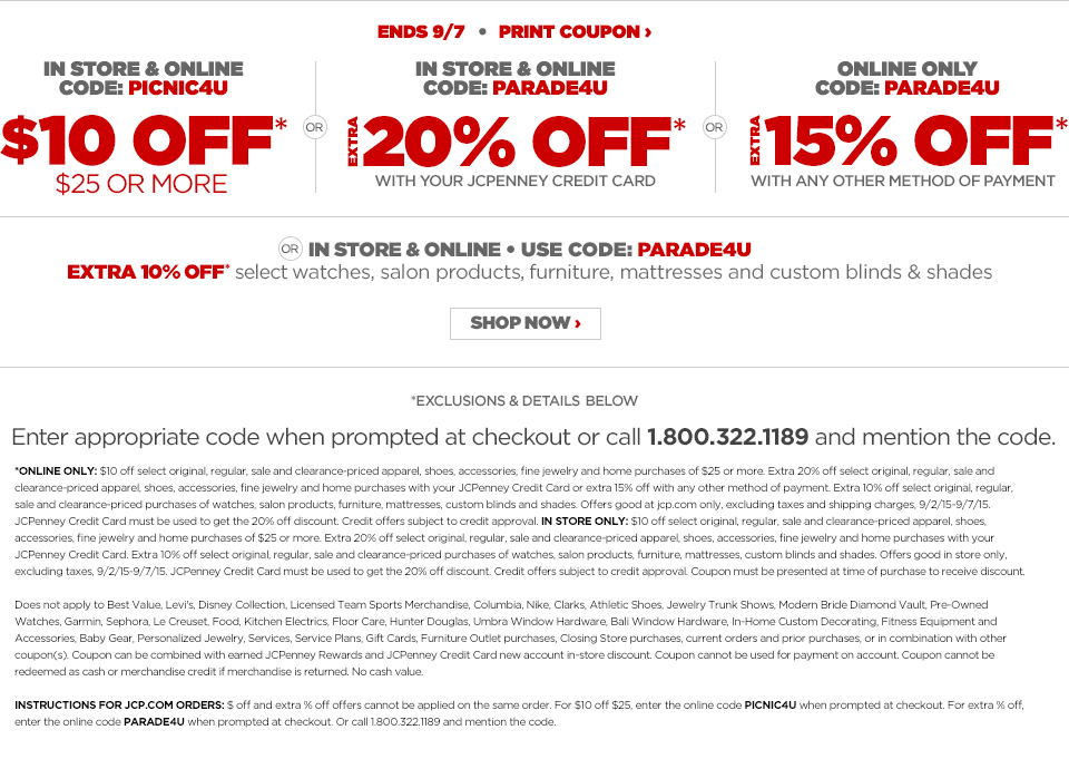 JCPenney $10/$25 Coupon + Labor Day Sale!