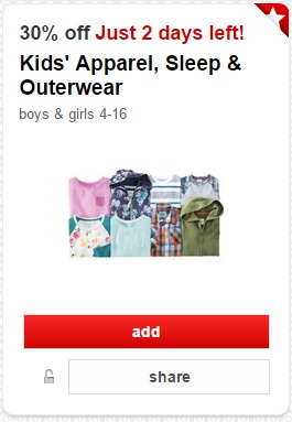 30% Off Kids’ Clothes at Target! (Cartwheel Offer)