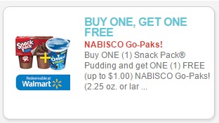 New BOGO Snack Pack Pudding and Nabisco Go Cups Coupon!