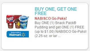 New BOGO Snack Pack Pudding and Nabisco Go Cups Coupon! New BOGO Snack Pack Pudding and Nabisco Go Cups Coupon!