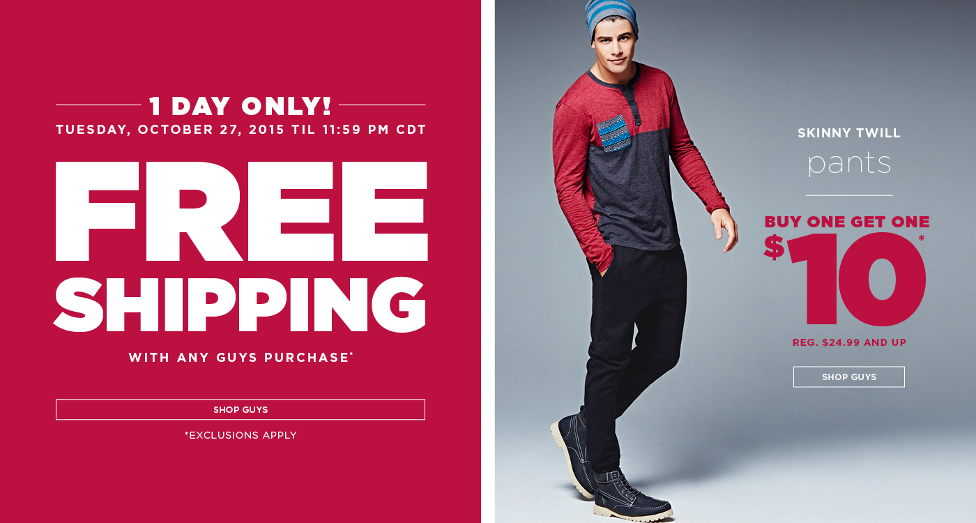 FREE Shipping From Rue21 With ANY Guy’s Purchase! (Items From $1.00!!)