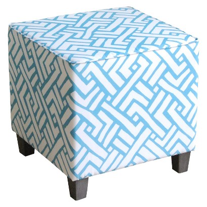Turquoise and White Threshold Ottoman Cube—$27.98