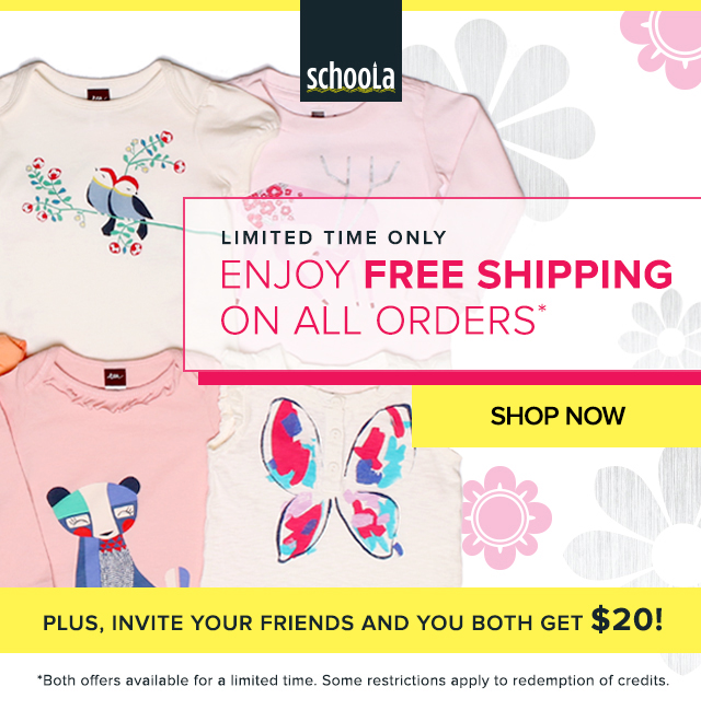FREE Shipping From Schoola + $20 Credit + 25% Off for New Customers!