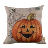 18″x18″ Retro Skull Ghost with Pumpkin Burlap Cushion Covers Pillow Case – $9.99!