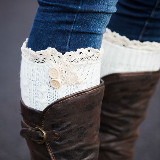 Buttons & Lace Boot Cuffs – 10 Colors – $6.99!