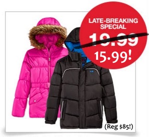 Macy’s: FREE Shipping on $25 + 20% Off Code = $15.99 Kids Winter Coats!