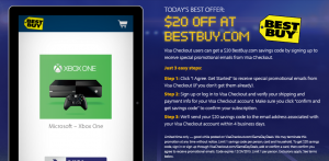 $20 Off $20 with Visa Checkout at Best Buy!