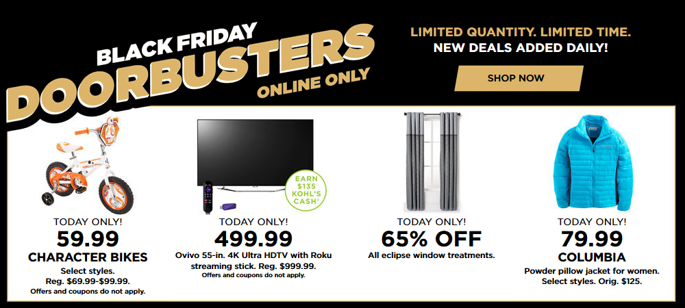 Kohl’s Black Friday Doorbusters Today Only!