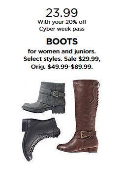 $23.99 Women’s Boots! Kohls Cyber Week!