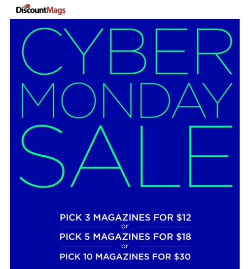 Discount Mags Cyber Monday Sale | Magazine Subscriptions From $3 Each!