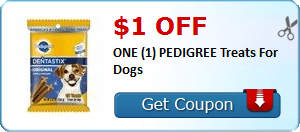 Save $1 on Pedigree Treats for Dogs!