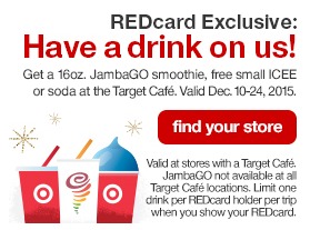 FREE 16 oz JambaGO Smoothie for Target REDcard Holders! (12/10 – 12/24) FREE 16 oz JambaGO Smoothie for Target REDcard Holders! (12/10 – 12/24)