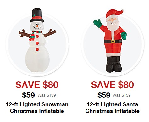 12 ft Lighted Christmas Inflatables Only $59! (Santa and Snowman)
