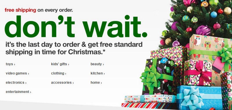 TARGET: Last Day for Free Shipping in Time for Christmas!