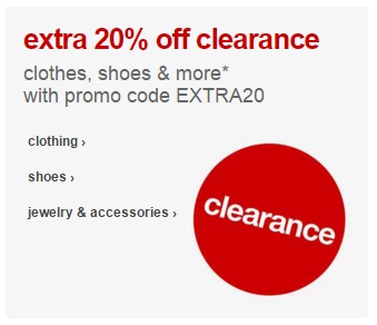 Extra 20% Off Clearance Clothes, Shoes, and Accessories at Target!