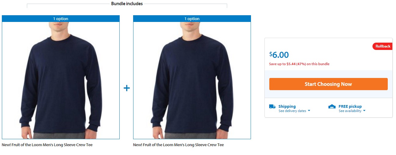 Fruit of the Loom Men’s Long Sleeve Crew Tee, 2 Pack—$6.00 Shipped