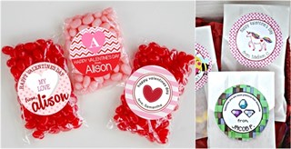 24 Personalized Valentine Stickers & Bags – $6.95!