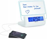 Multifunctional Alarm Clock, Message Board, 2 Ports Charger – $17.99!