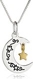 Two-Tone “I Love You To The Moon and Back” Moon and Star Pendant – $14.99!