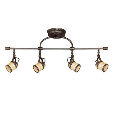 4-Light Iron Oxide Straight Bar with Chiseled Glass Shades—$47.40! (Reg $79.00)