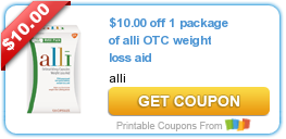 High Value $10 Alli OTC Weight Loss Coupon