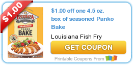 New $1 Coupon for Louisiana Fish Fry Panko Bake! New $1 Coupon for Louisiana Fish Fry Panko Bake!