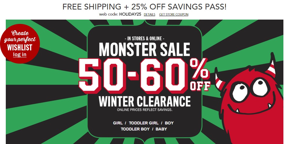 FREE Shipping + 25% Off Savings Pass + Winter Clearance From Children’s Place!