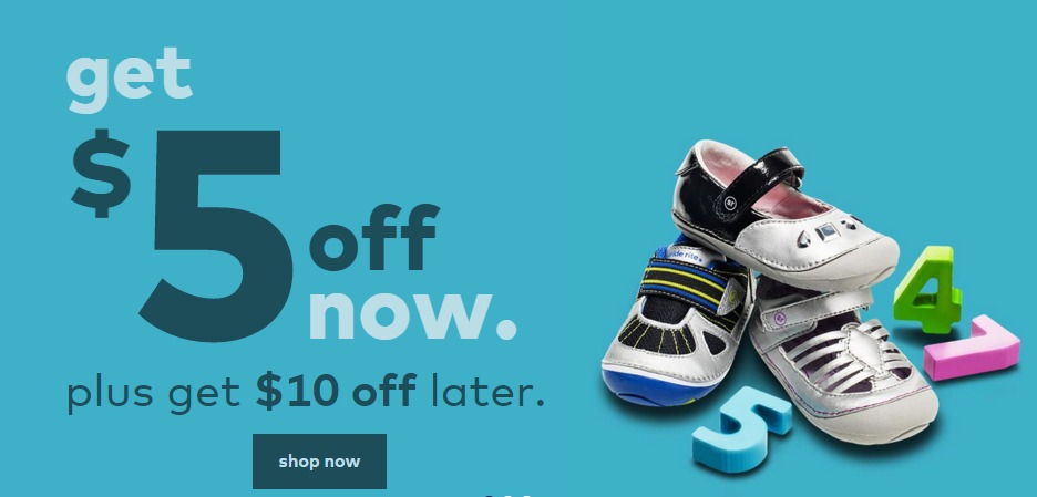 STRIDE RITE: $5 off Kids’ Shoes Now and $10 off Later!