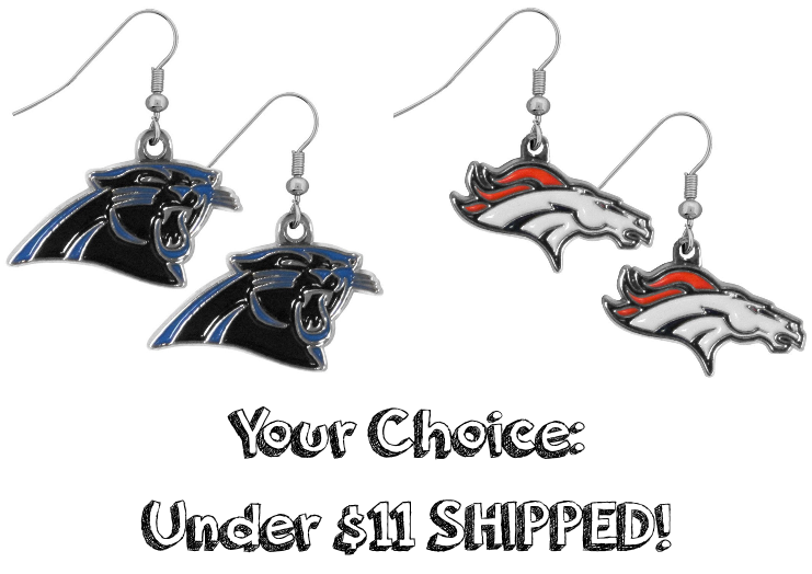 Carolina Panthers or Denver Bronco Earrings Only $10.95 Each Shipped!