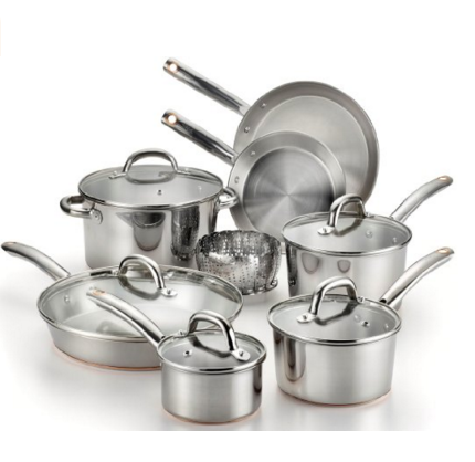 T-fal Ultimate Stainless Steel Copper-Bottom Heavy Gauge Multi-Layer Base Cookware Set $124.99 Today Only (originally $279.99)
