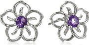 Sterling Silver Amethyst Flower Stud Earrings – $12.99!