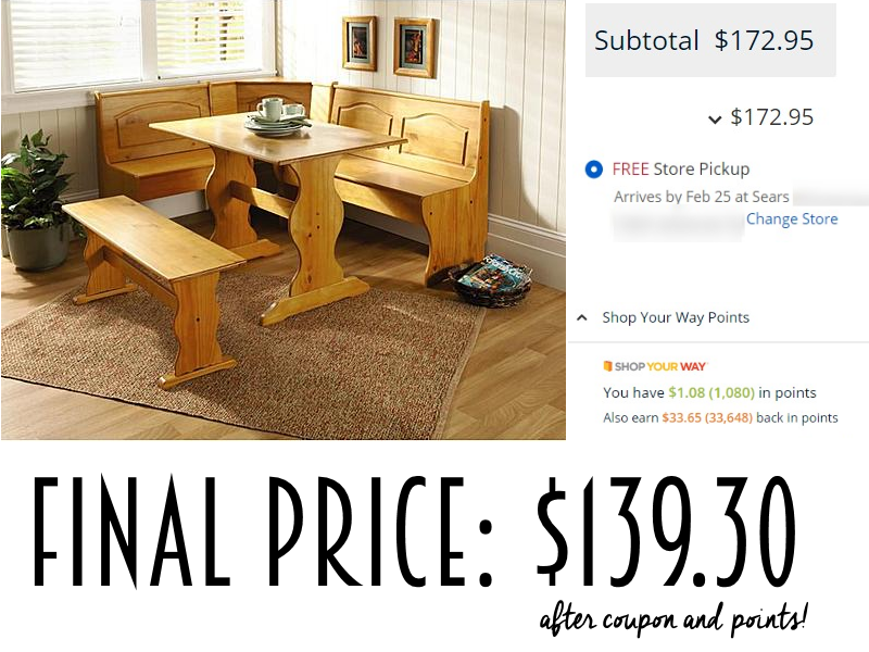 Emily Breakfast Nook Pine Table Only $139.30 After Coupon and SYWR Points!