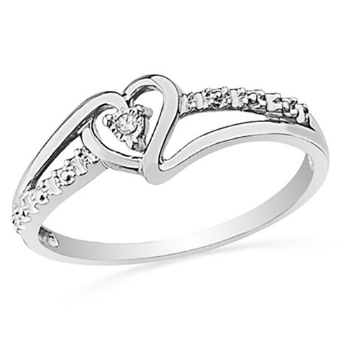 Genuine Diamond and Sterling Silver Heart Ring Only $6.99 Shipped!