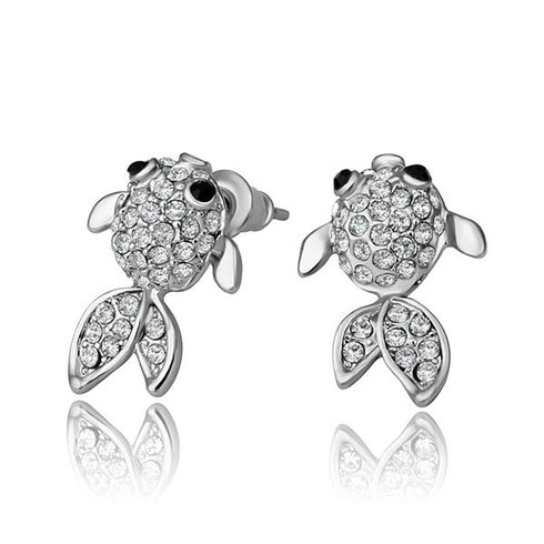 White Gold Plated and Cubic Zirconia Gold Fish Stud Earrings—$7.99 + Free Shipping!