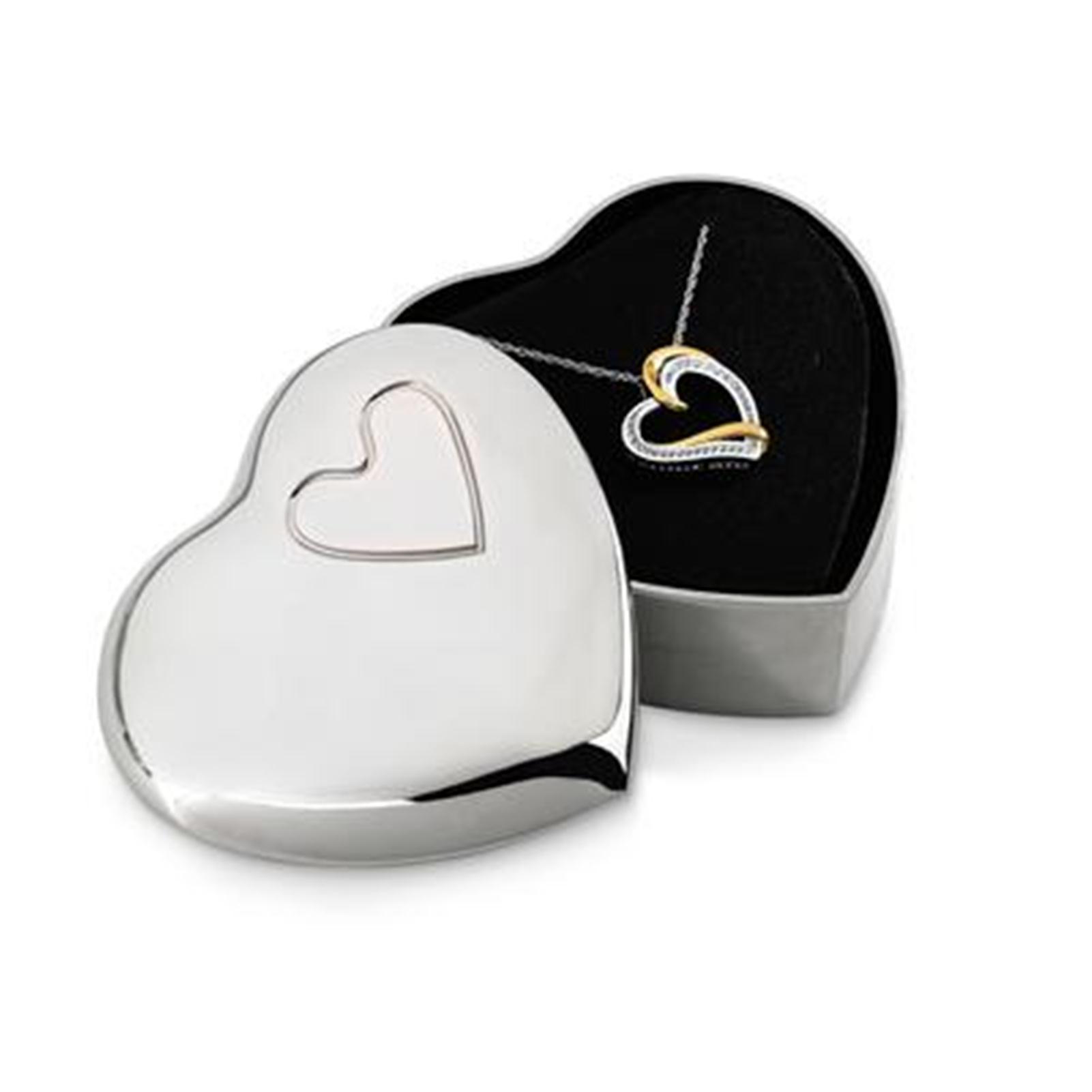 Two Tone Sterling Silver and White Sapphire Heart Necklace in Keepsake Box—$29.99!