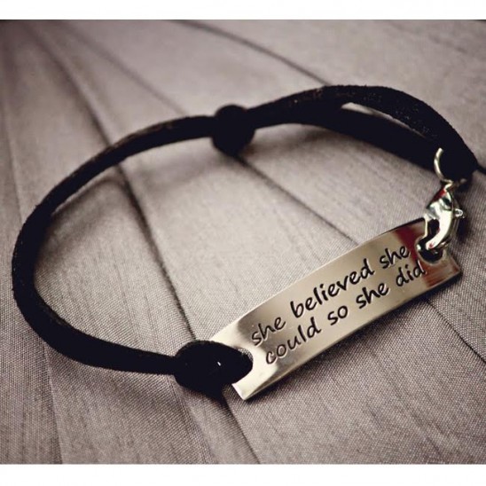 “She Believed She Could, So She Did” Leather Bracelet—$3.99 + Free Shipping!