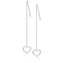 Sterling Silver Open Heart Threader Drop Earrings – $7.99!