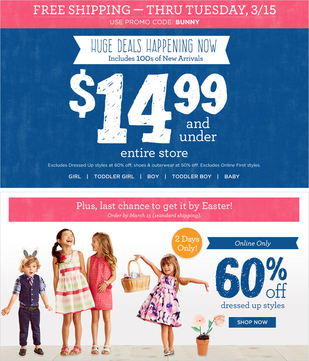 (Almost) Everything at Gymboree is $14.99 and Under + Free Shipping Code!