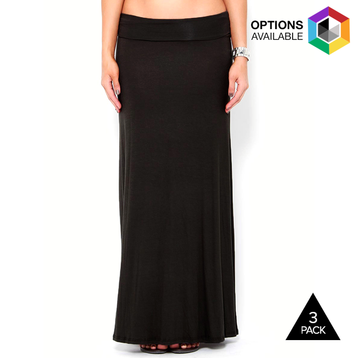 Fold-Over High-Waisted Comfy Maxi-Skirts—$24.99 for 3-pack!
