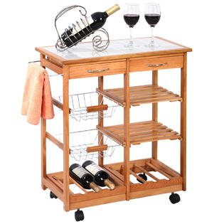 Goplus Rolling Wood Kitchen Cart Only $59.99 Shipped!