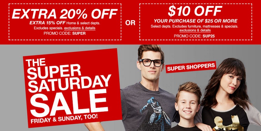 Macy’s: $10 off $25 or Extra 20% Off! Free Shipping on $50+