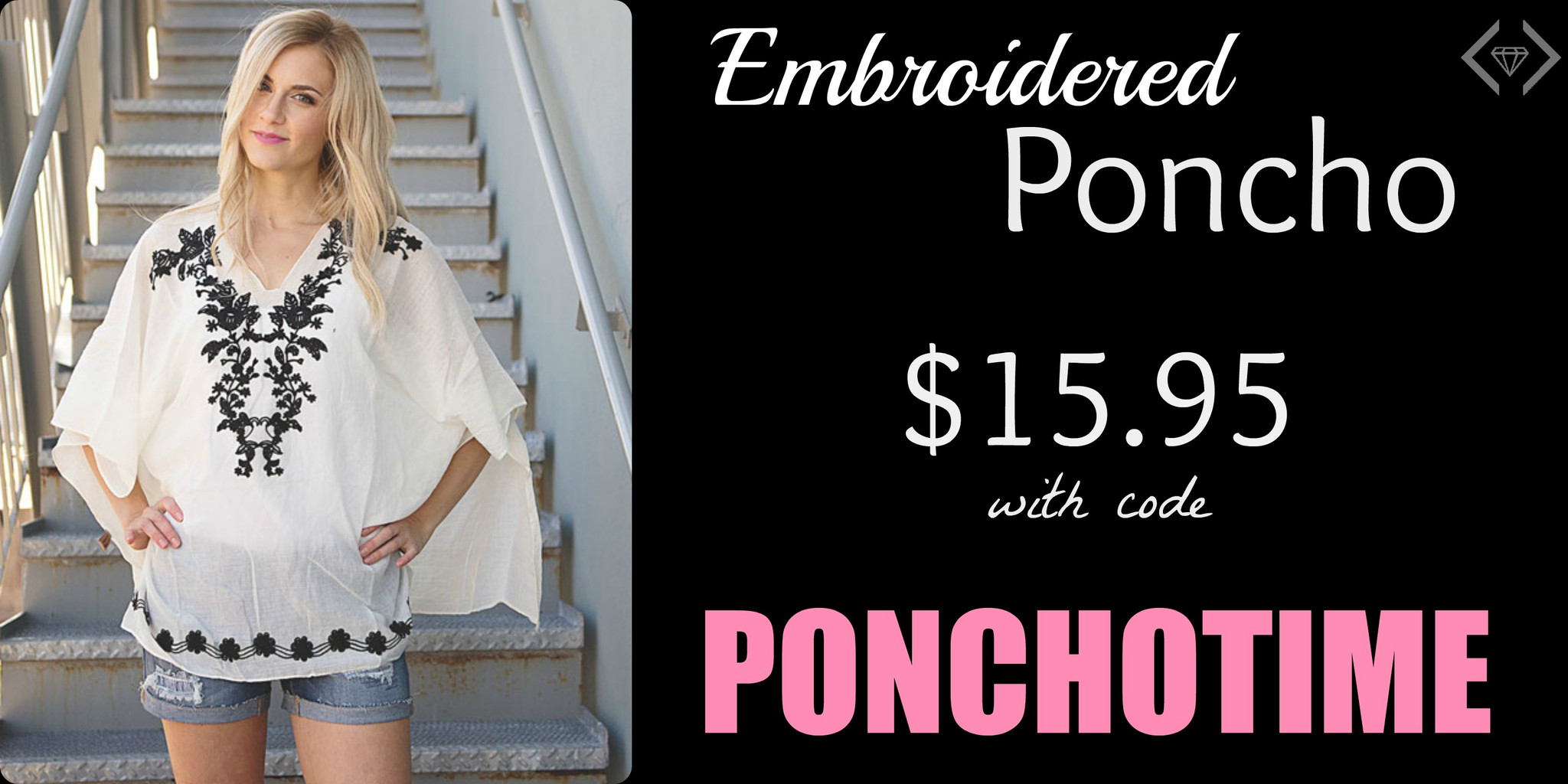Embroidered Poncho Only $15.95 Shipped!