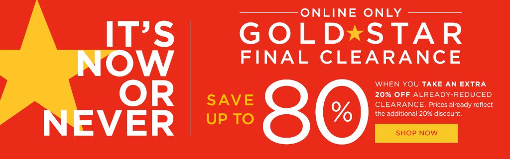 Kohls – New Codes! Gold Star Clearance Sale – Extra 20% off!