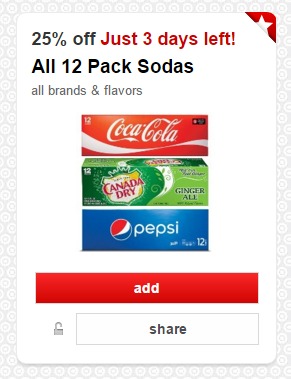 Target Cartwheel: 25% Off ALL Soda 12 Packs!
