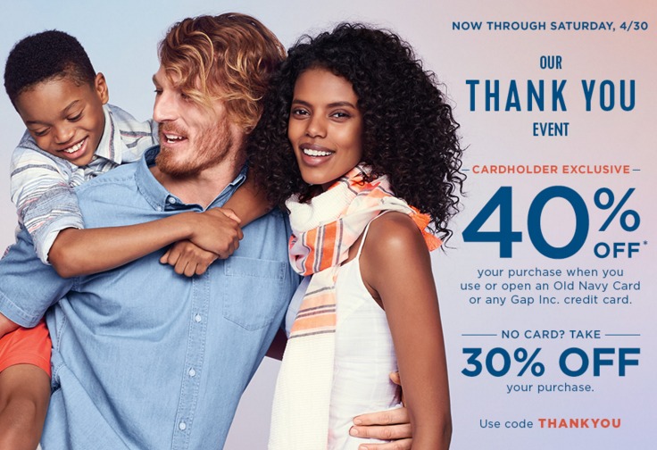 40% OFF Old Navy for Carholders or Card Approval – NO Exclusions!