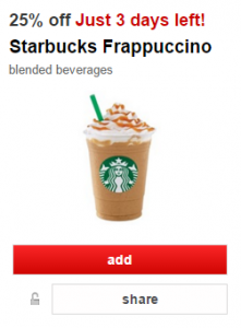 Target Cartwheel: 25% off Starbucks Frappucino!